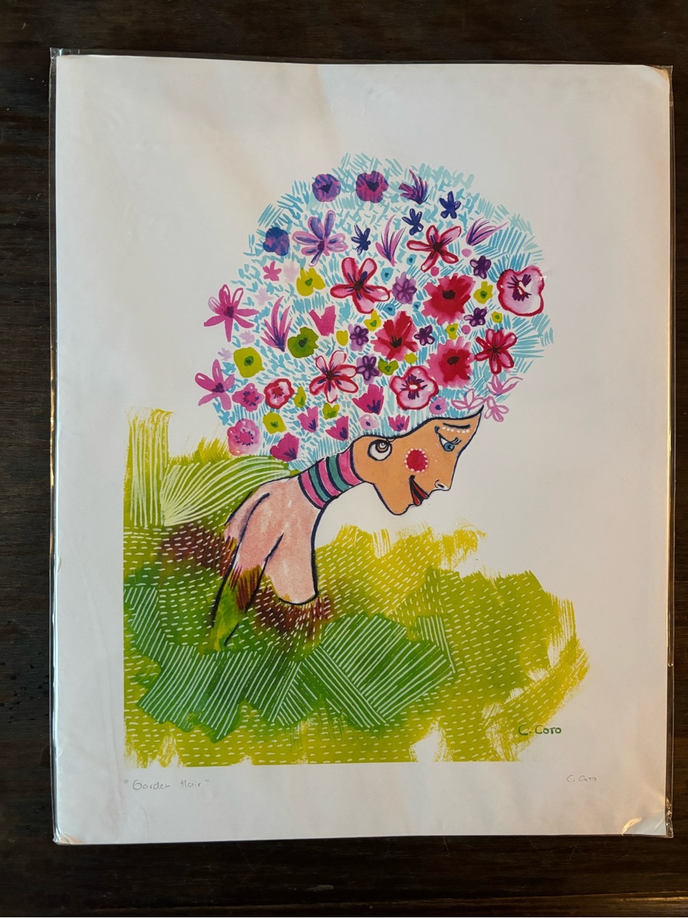 Floral Portrait “Garden Hair” Art Print - Carolina Coto OBX
